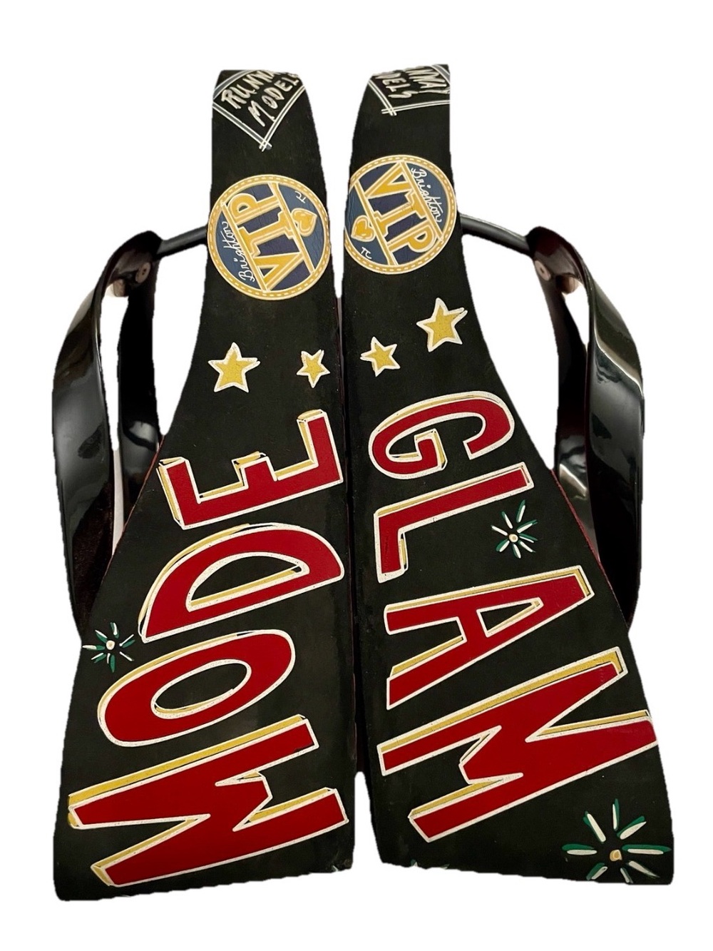 BRIGHTON Wearable Art GLAM FASHIONISTA Platform Flip Flop Graffiti SANDALS 7